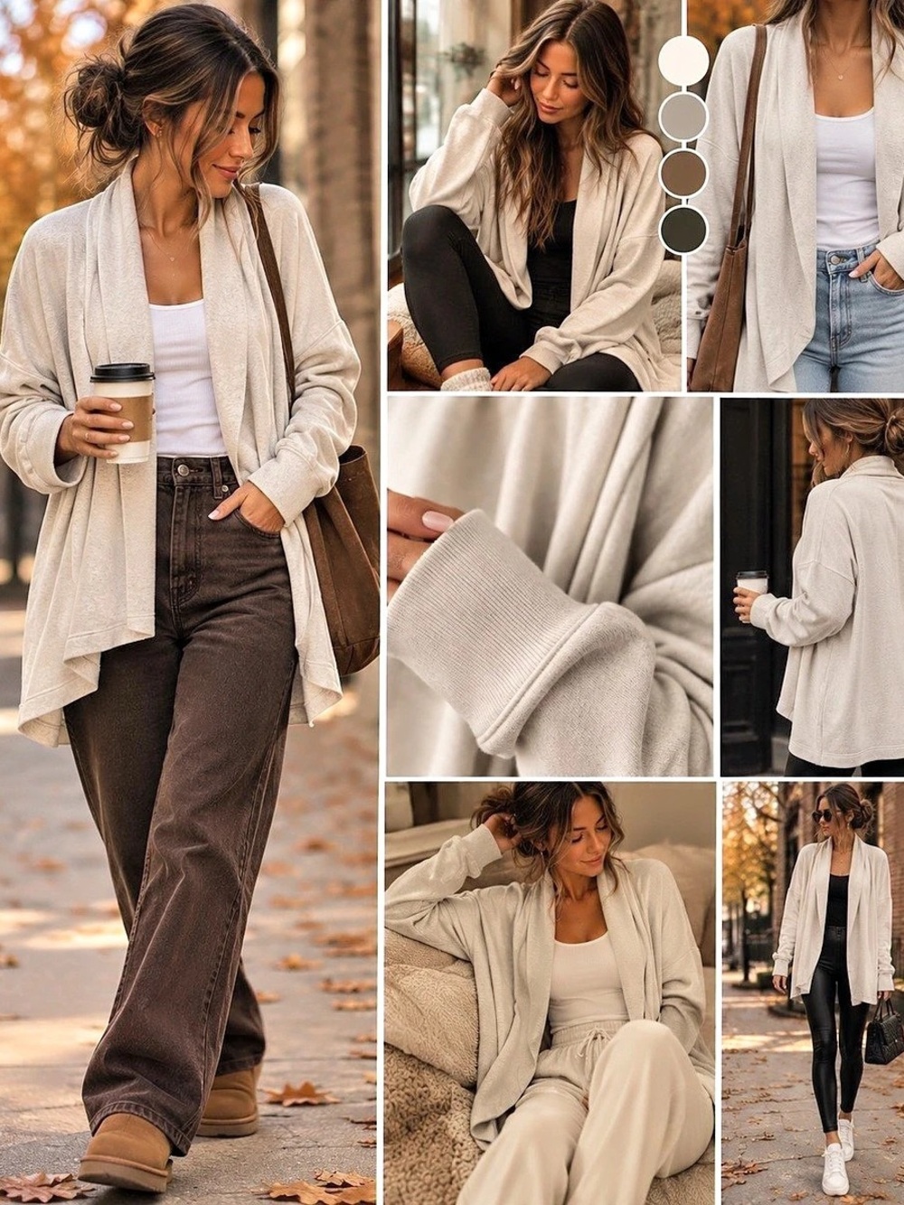 Old Navy | Soft French Terry | Open Front Cardigan | Oatmeal | Medium